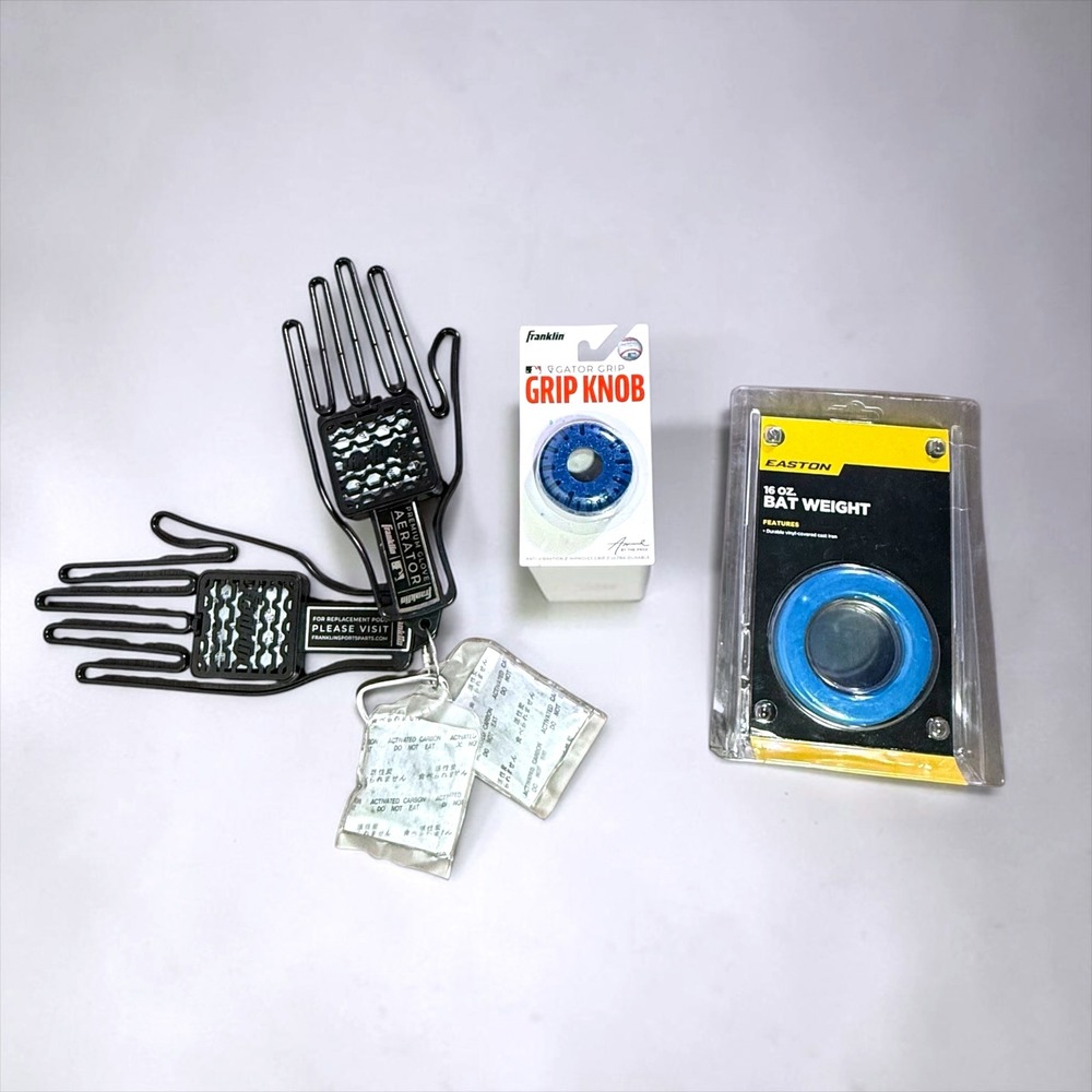 Easton Bat Weight 16oz Franklin Gator Grip Knob Glove Aerator Bundle Blue Black